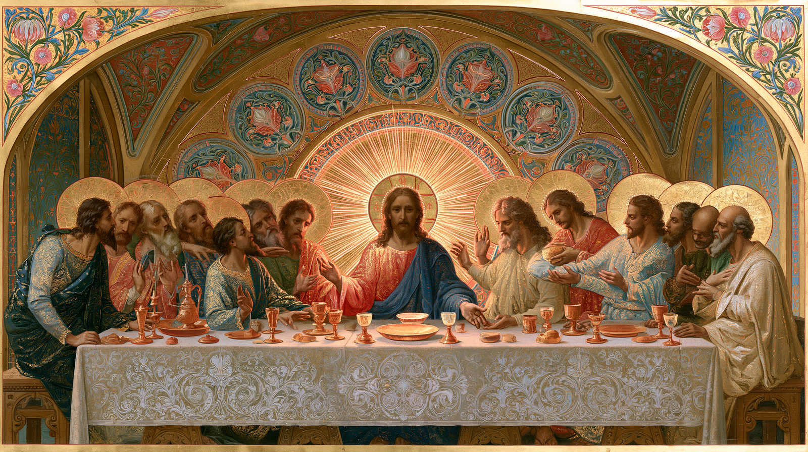 Christian work landscape - The Last Supper - Sacred Art Nouveau - Alpha Christian Art