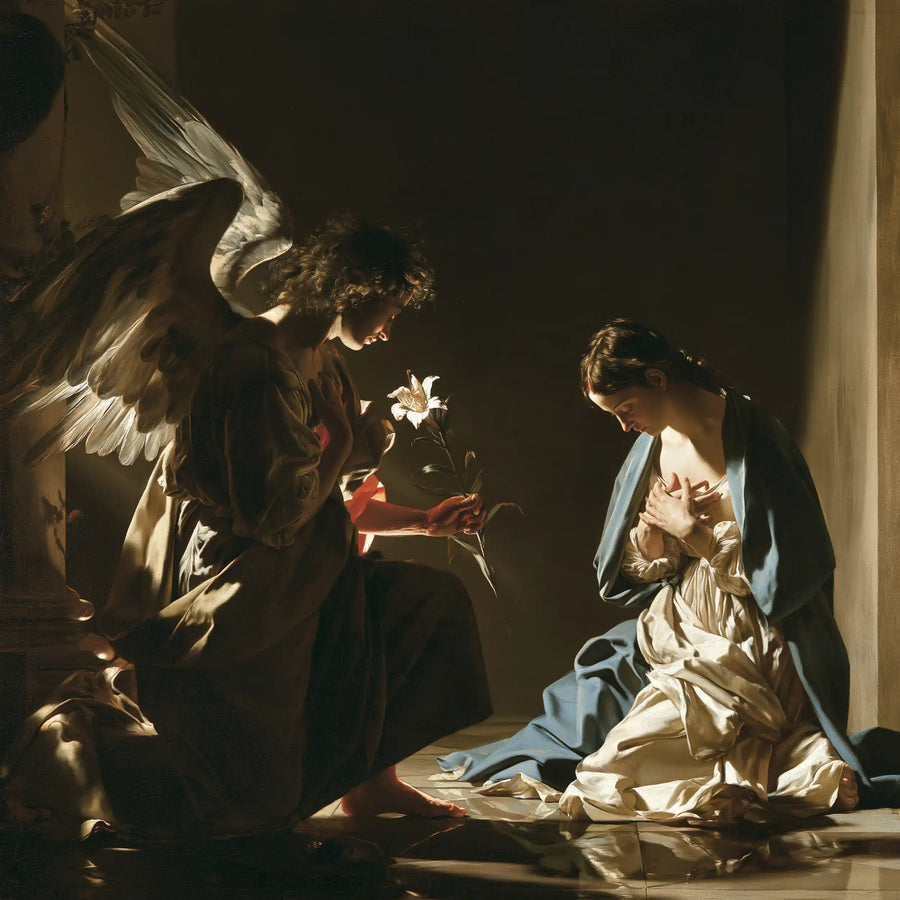 The Annunciation - Caravaggio Tenebrism · Square n° 4