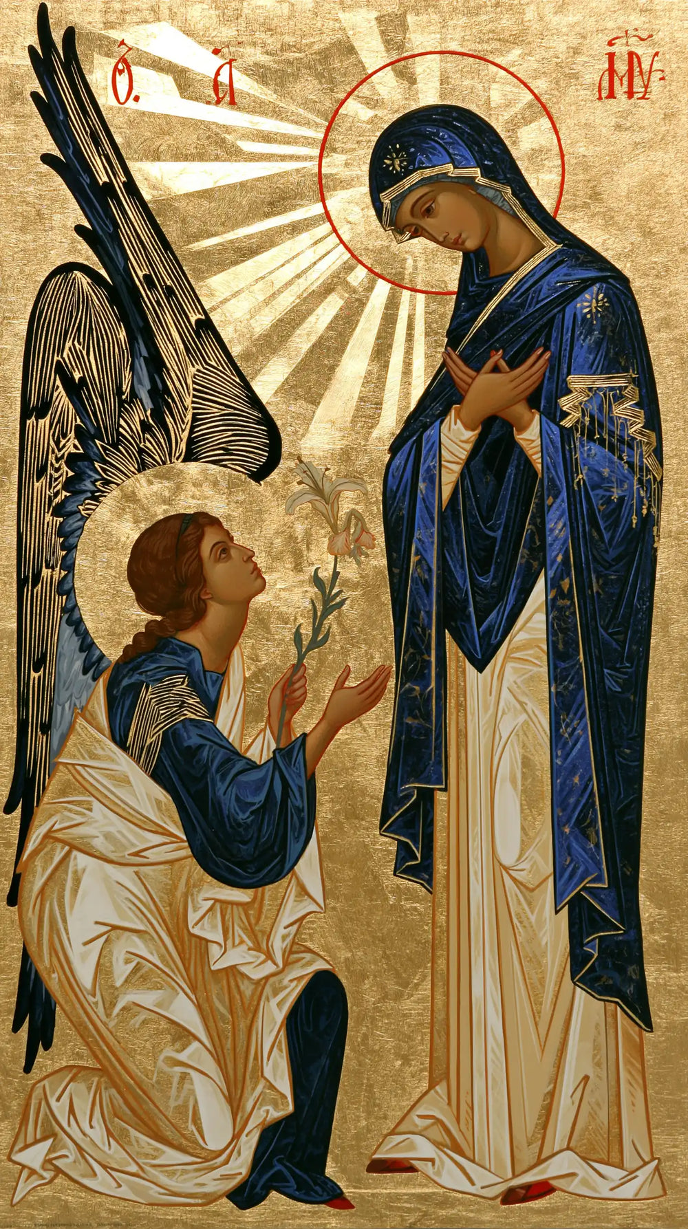 the Annunciation in a contemporary Byzantine icon in Contemporary Byzantine style, portrait Christian artwork no. 7