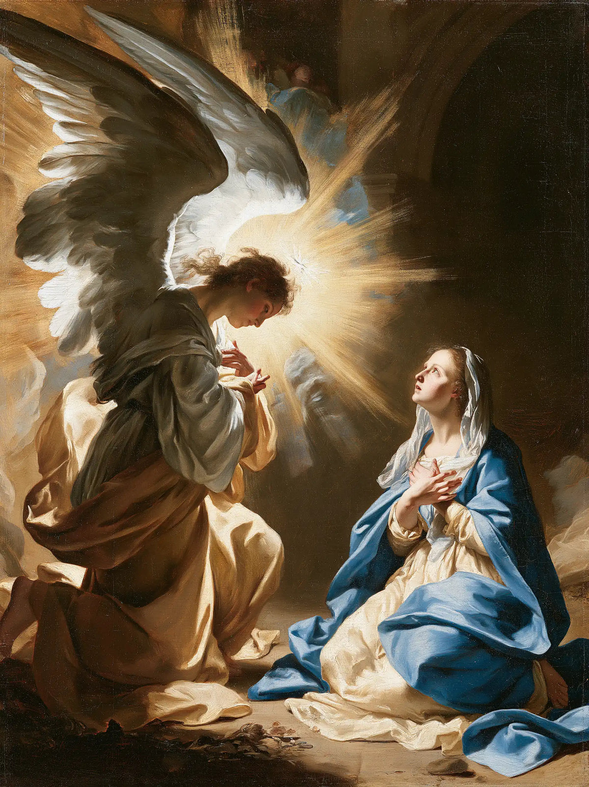 Gabriel in radiant light at the Annunciation in Gabriel in Radiant Light style, portrait Christian artwork no. 10