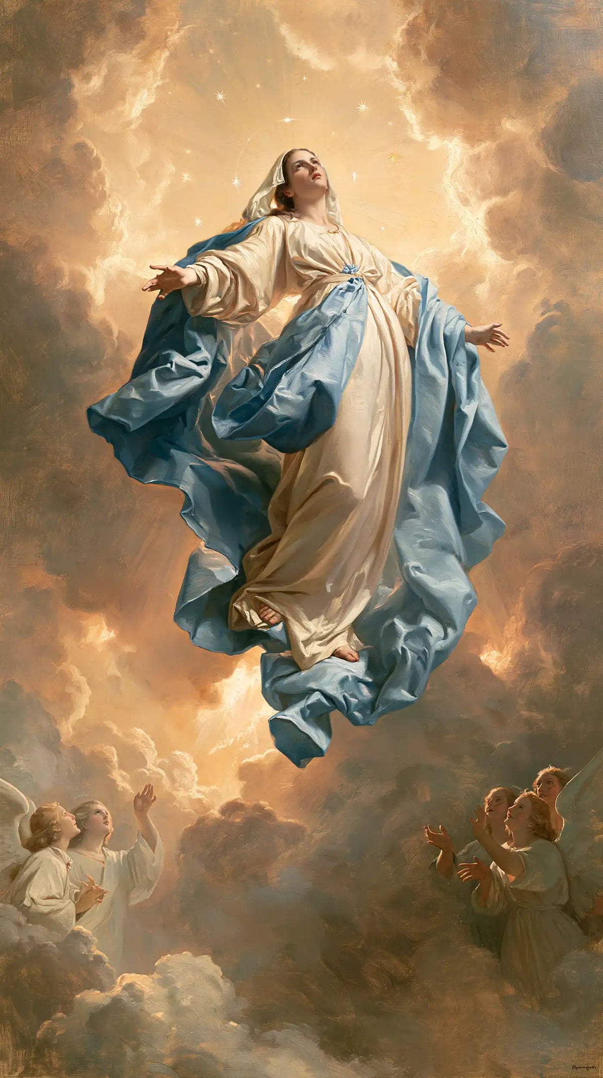 The Assumption of Mary — The Pale Veil in Tranquil Gold
