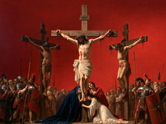 The Crucifixion – Renaissance Light Beneath Red Skies