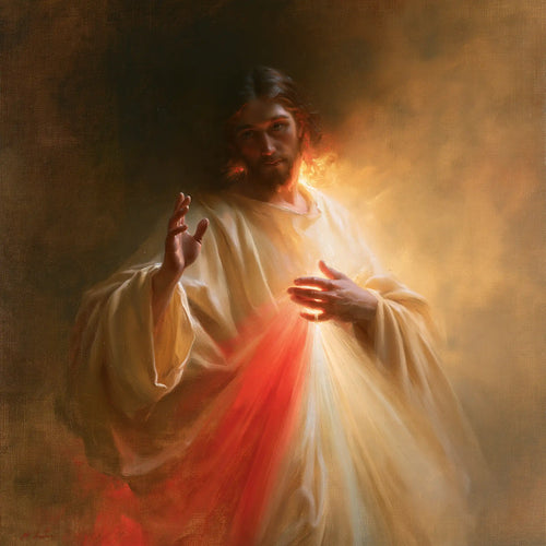 Jesus expressing compassion and divine mercy in Compassion and Mercy style, square Christian artwork no. 3