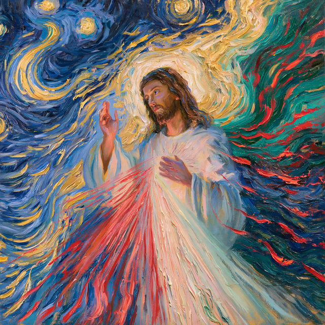 Divine Mercy Jesus – Post-Impressionist · Square no. 1