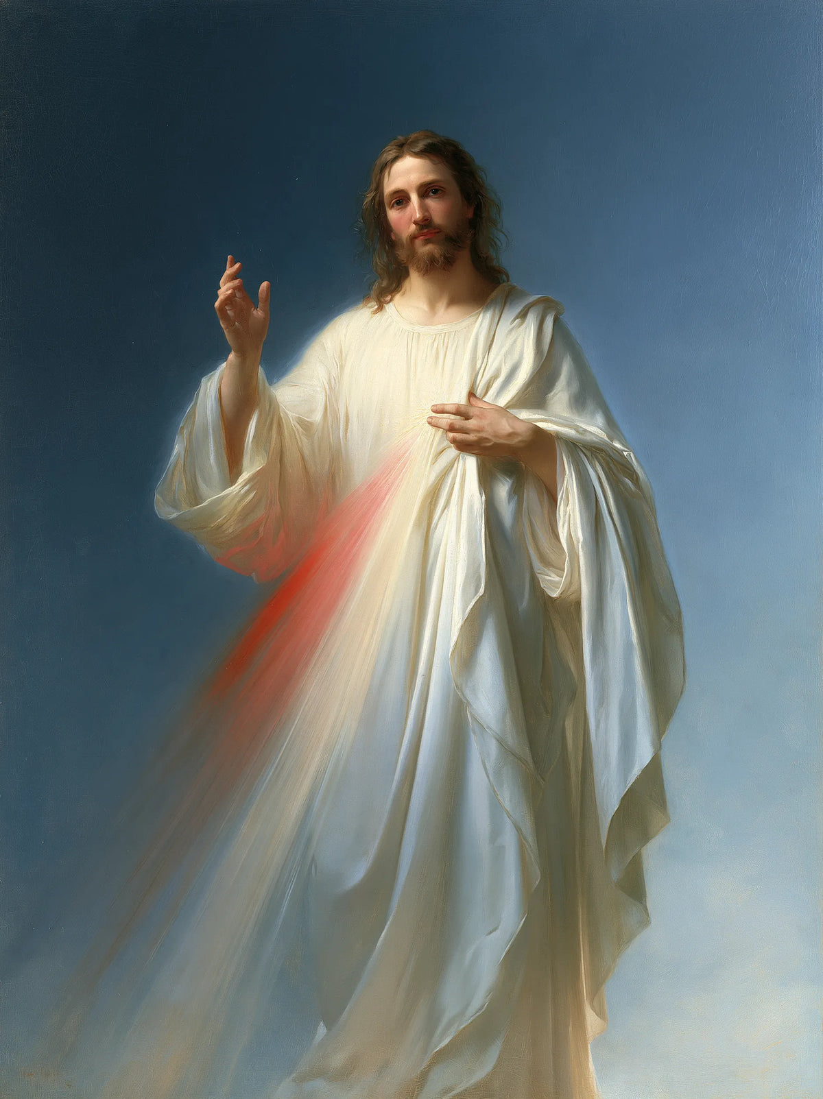 Divine Mercy Jesus – Rays Across the Azure Sky