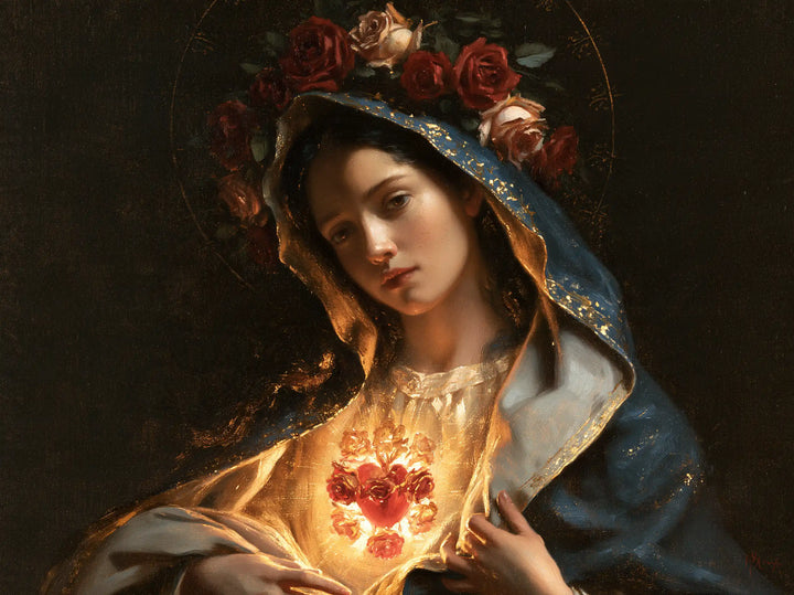 The Immaculate Heart of Mary — The Flowered Heart Within the Blue Veil