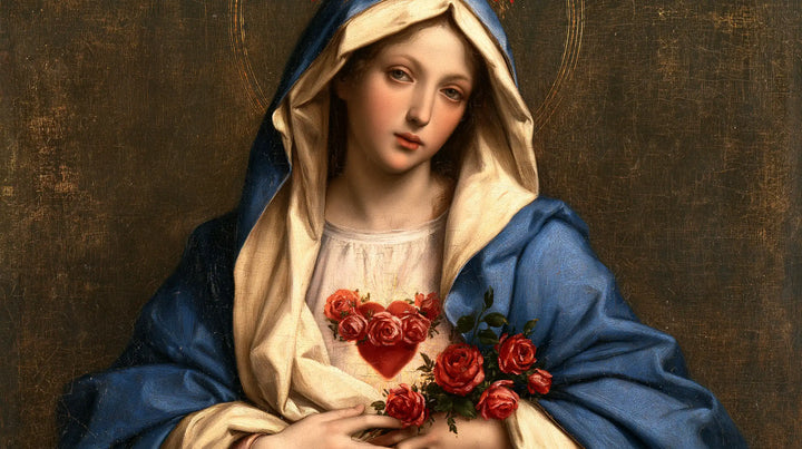 The Immaculate Heart of Mary — Roses Descending onto the Cloak