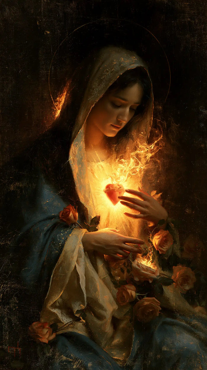 The Immaculate Heart of Mary — The Flame Leaning Over the Hands
