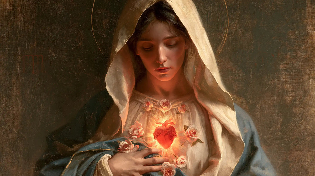 The Immaculate Heart of Mary — The Pale Garland in Contemplative Shadow