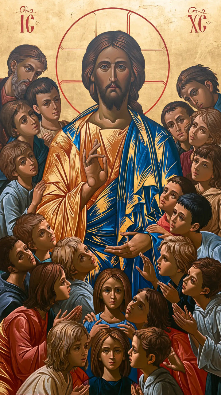 Jesus and the Children — Interwoven Gazes along the Golden Thread