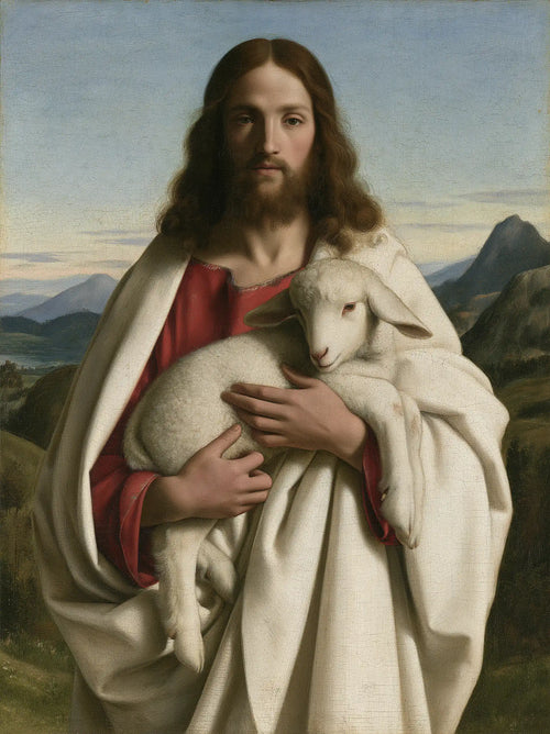 Jesus with a lamb in Florentine Renaissance style in Florentine Renaissance style, portrait Christian artwork no. 10