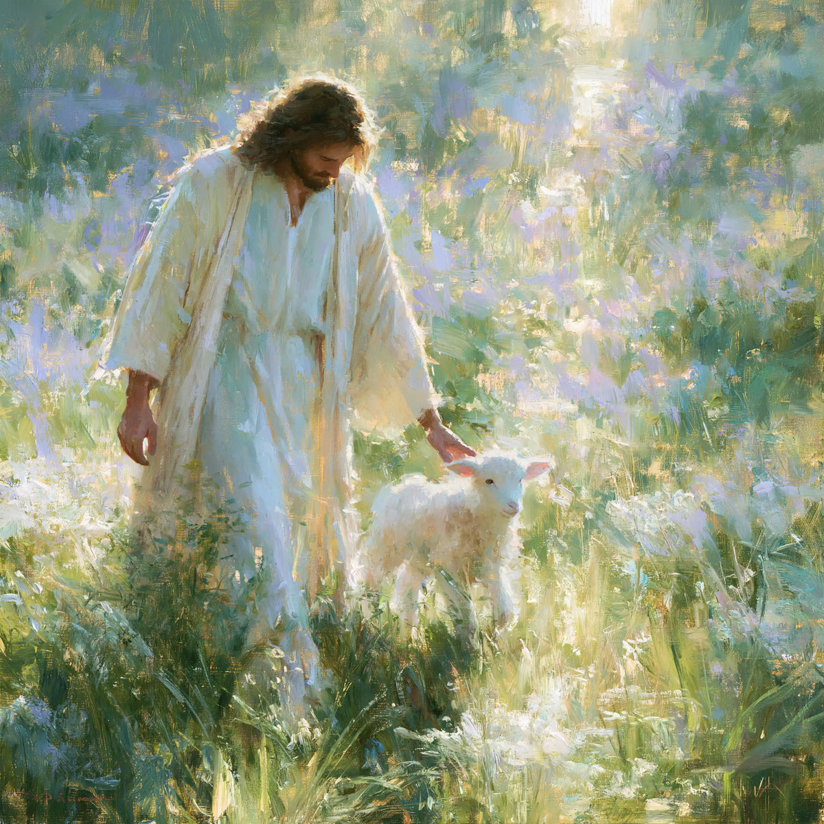 Jesus and the Lamb — The Garden of Delicate Whites