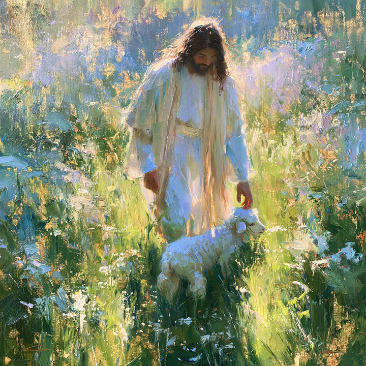 Jesus and the Lamb - Impressionist · Square n° 7