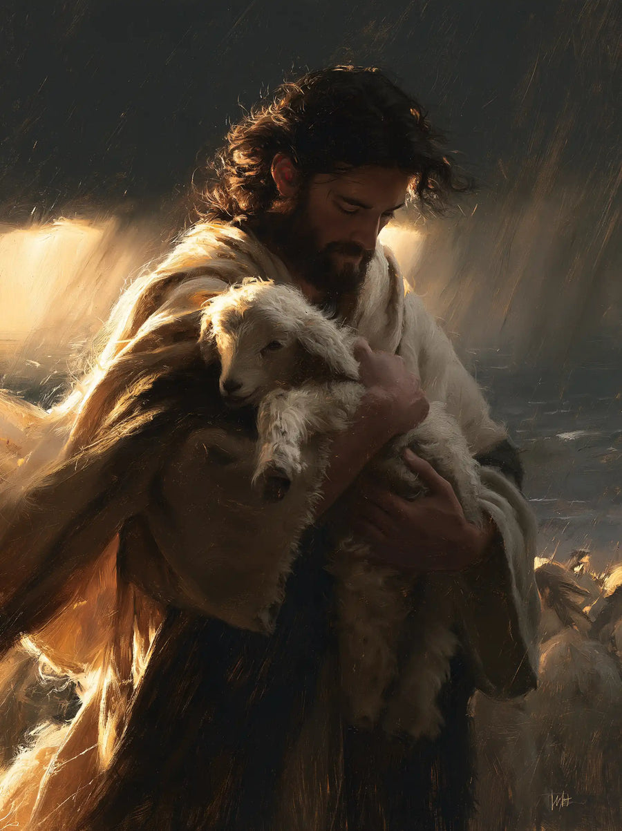 Jesus and the Lamb - Jesus Protecting the Lamb · Portrait n° 15