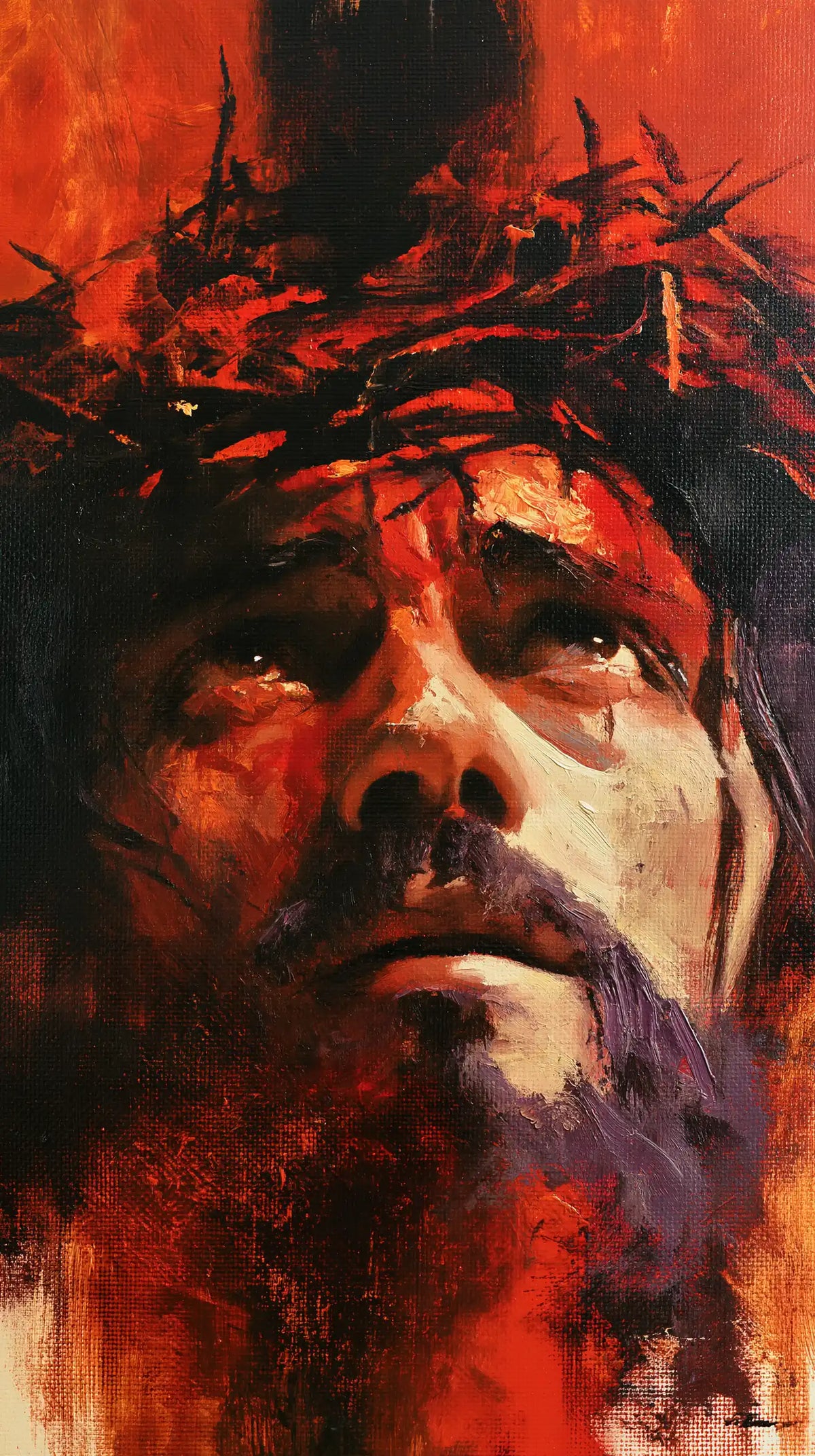 Jesus Crowned with Thorns — Supplication against Vivid Red