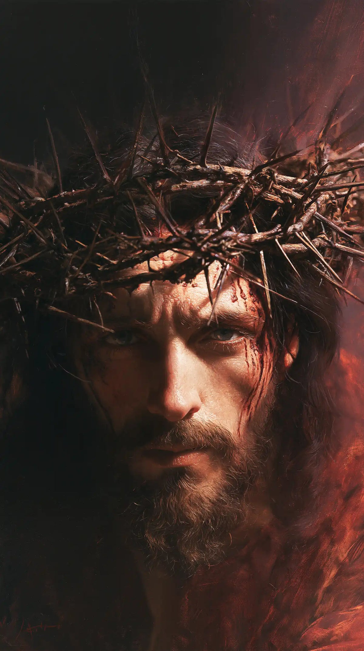 Jesus Crowned with Thorns — The Pale Crown upon the Shadowed Face