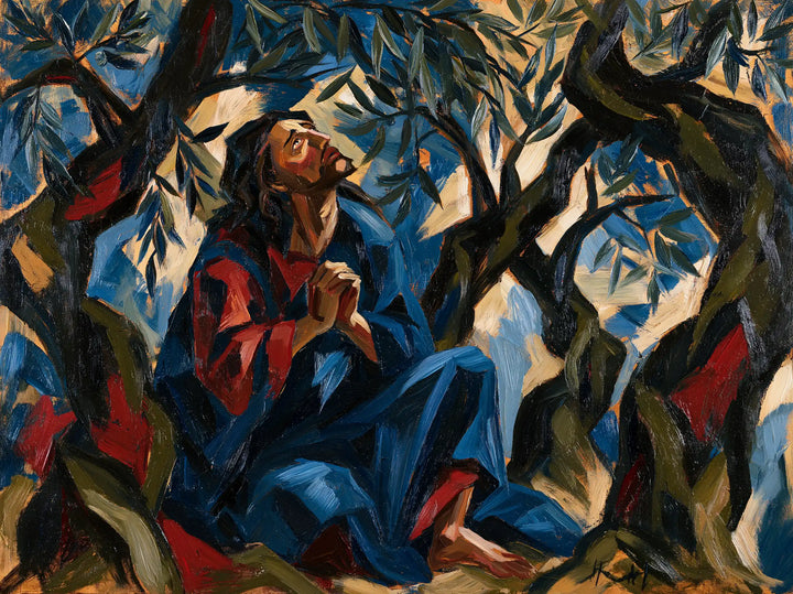 Jesus in Gethsemane — The Gaze among Ivory Shards