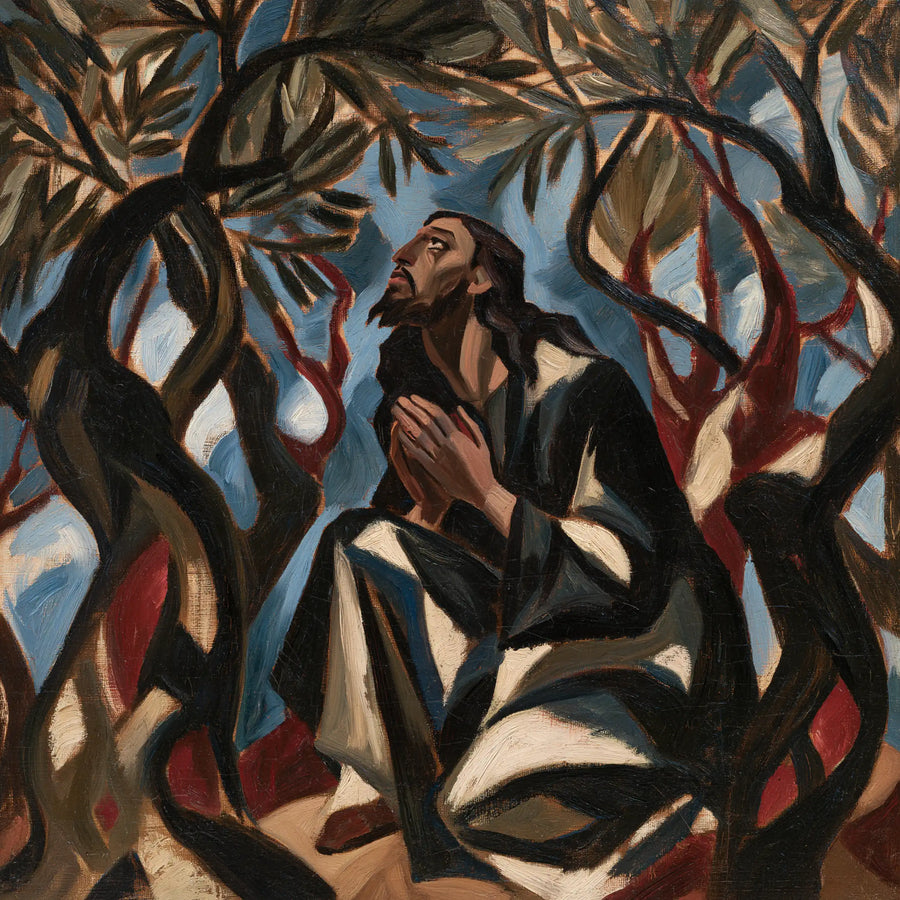 Jesus in Gethsemane — Hope in White and Charcoal