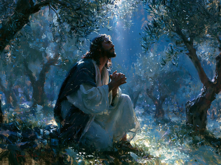 Jesus in Gethsemane — Hope in the Blue-Water Garden