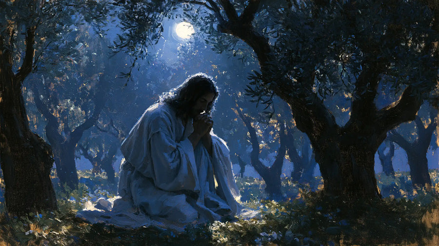 Jesus in Gethsemane — Orison in Blue Moonlight
