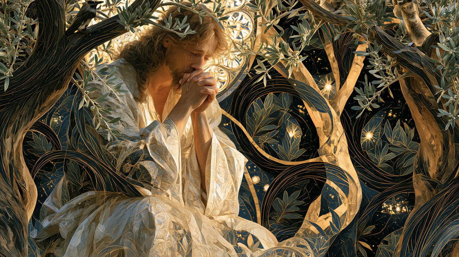 Jesus in Gethsemane - Sacred Art Nouveau · Landscape n° 14