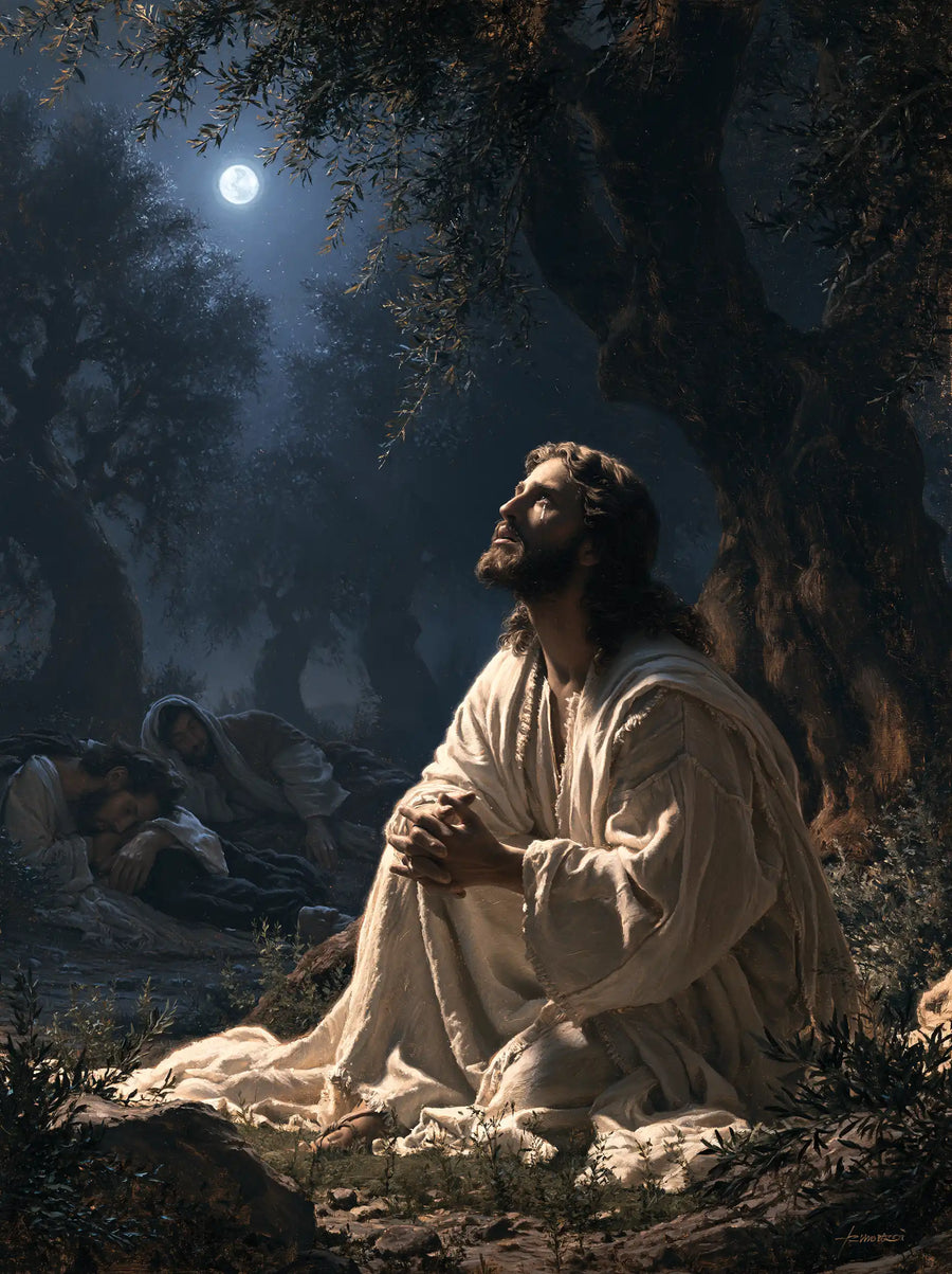 Jesus in Gethsemane — Wakeful White beside the Sleepers