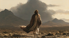 Jesus in the Desert — The Solitary Stride Beneath the Ash Cloud