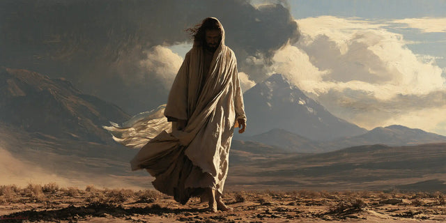 Jesus in the Desert — The Veiled Step in Troubled Light