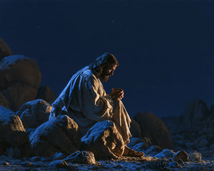 Jesus in the Desert — Hands within the Shelter of Rocks
