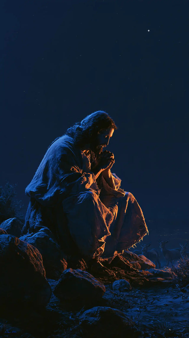 Jesus in the Desert - Midnight Blue Chiaroscuro · Portrait n° 5