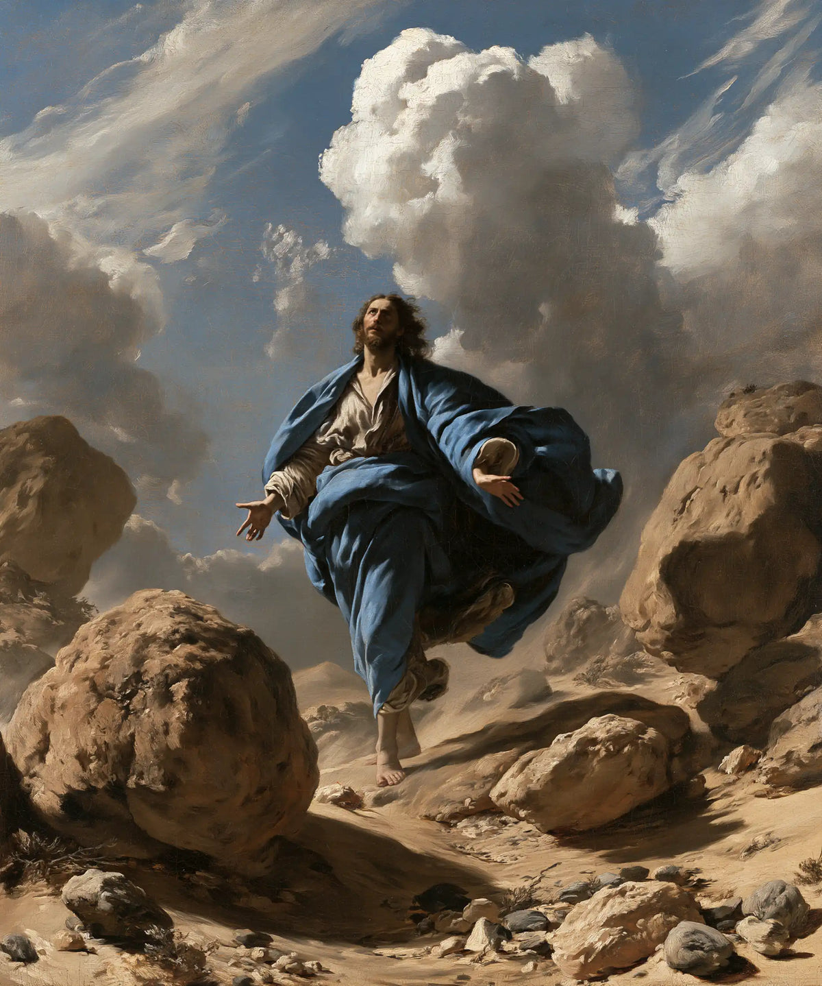 Jesus in the Desert — The Blue Robe among the Honey-Coloured Stones