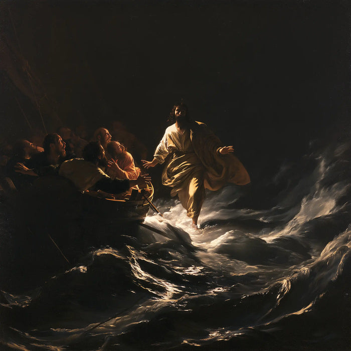 Jesus Walking on Water — The White Wake in the Ink-Dark Sea