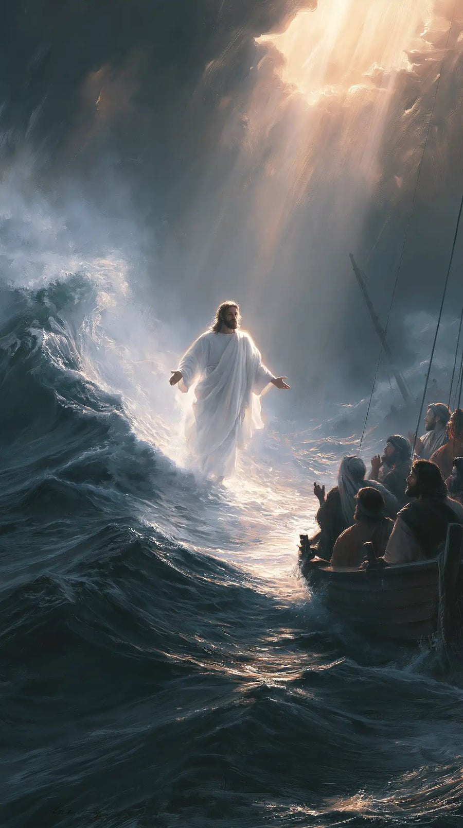 Jesus Walking on Water — The White Robe beneath the Rose Clearing