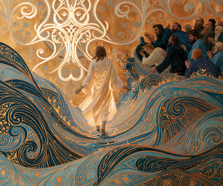 Jesus Walking on Water — The Upturned Gaze beneath the Flower of Light