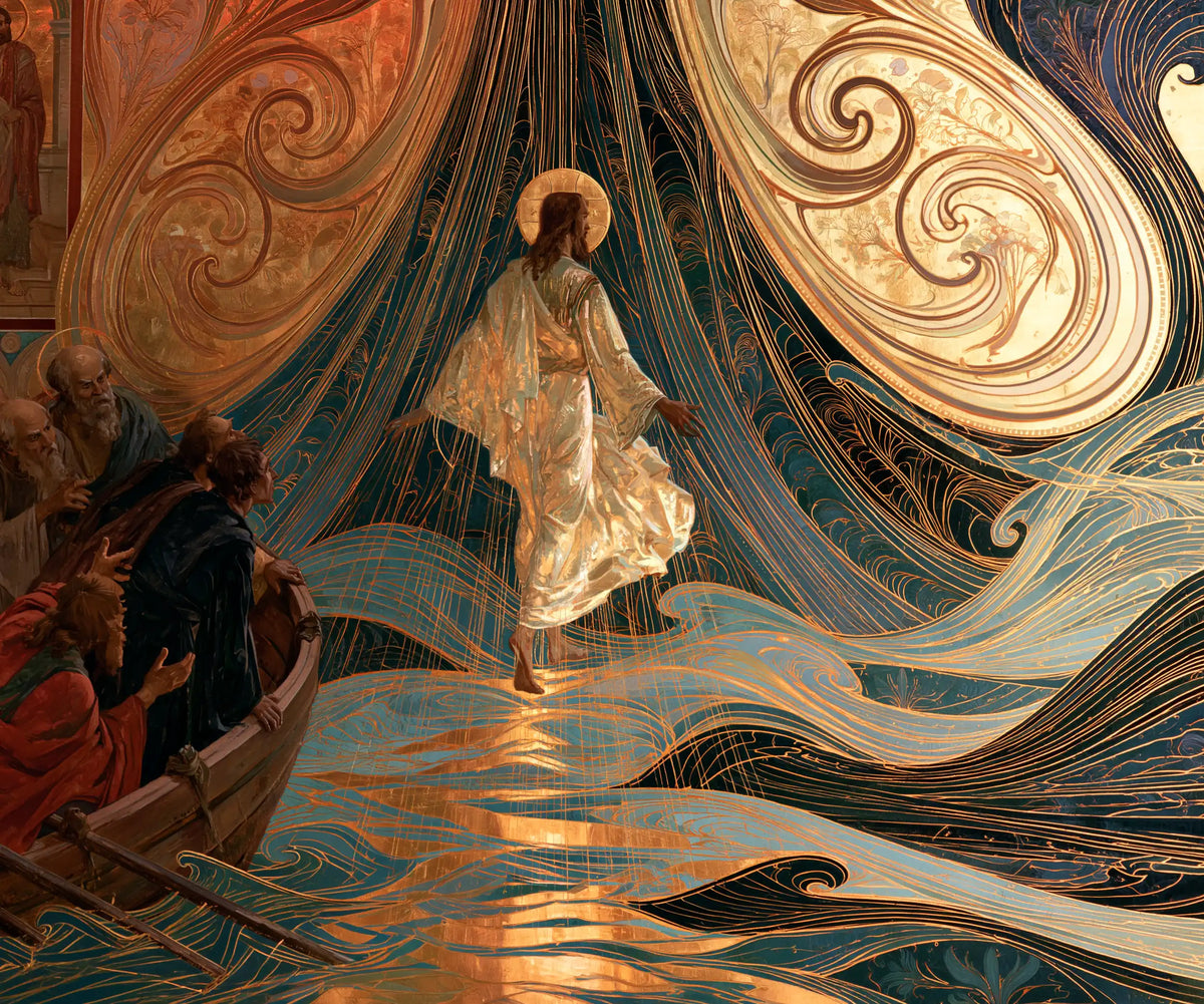 Jesus Walking on Water — The Orange Reflection beneath the Sky’s Great Curtains