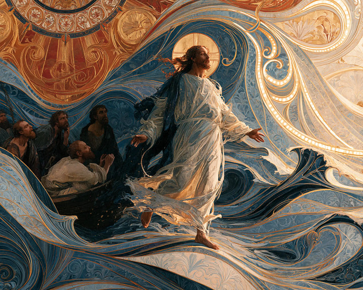 Jesus Walking on Water — White Drapery in the Breath of Arabesques