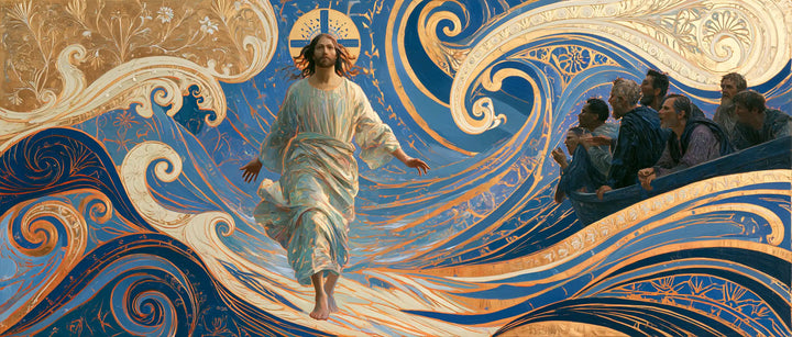 Jesus Walking on Water — The Step through Lapis Ribbons