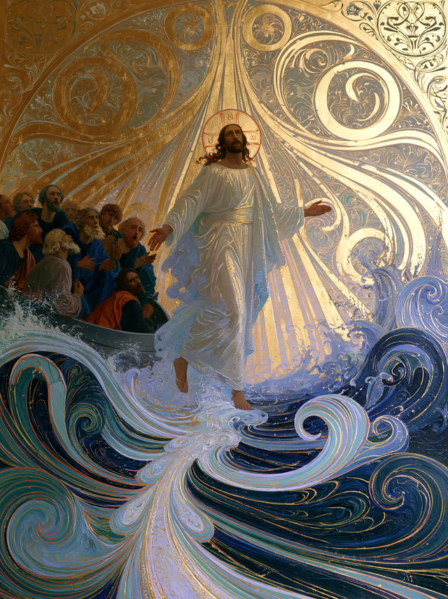 Jesus Walking on Water — The Lavender Robe beneath the Light