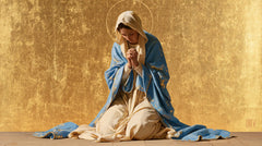 Virgin Mary in Prayer — The Humble Figure in the Golden Expanse