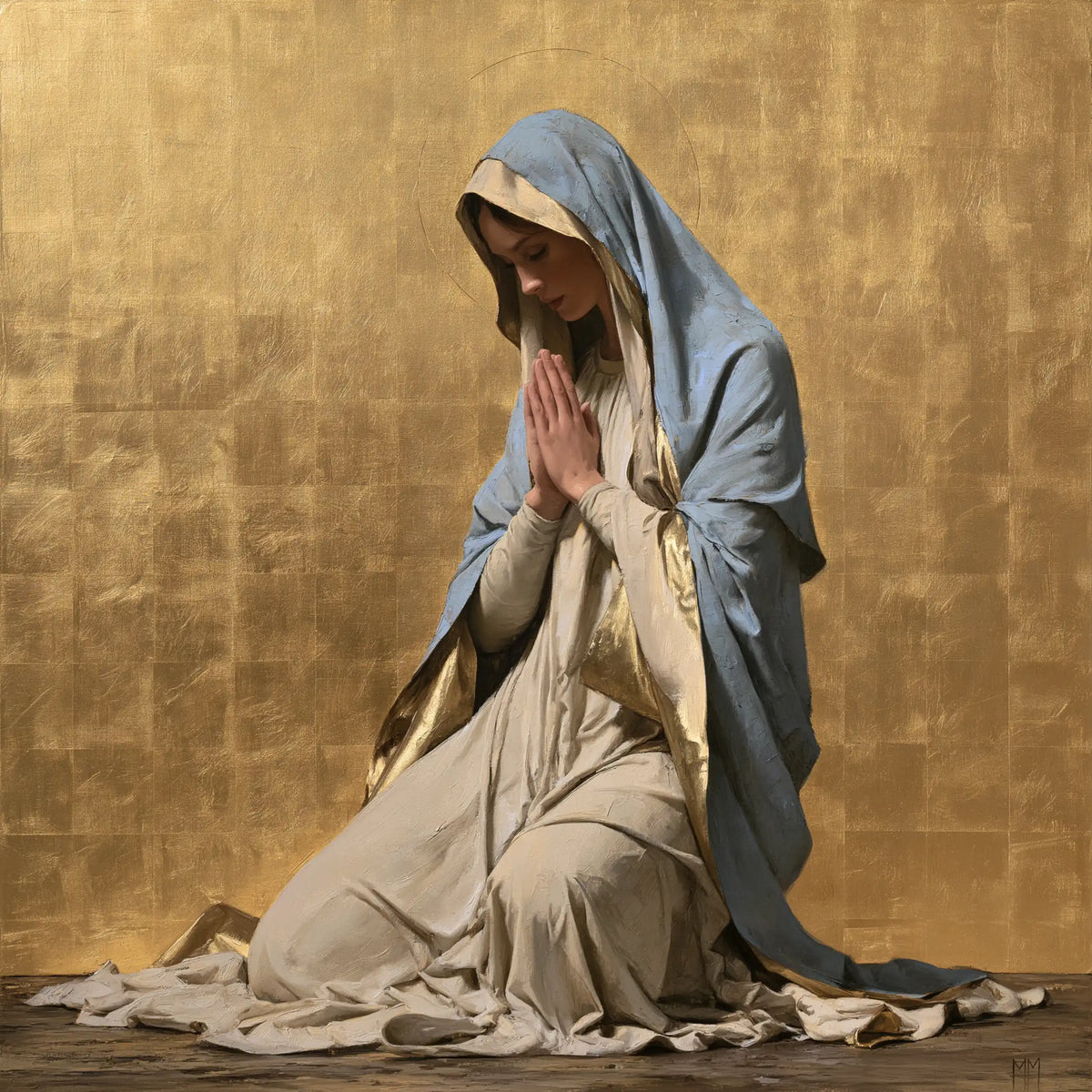 Virgin Mary in Prayer — Prayer upon Silent Gold