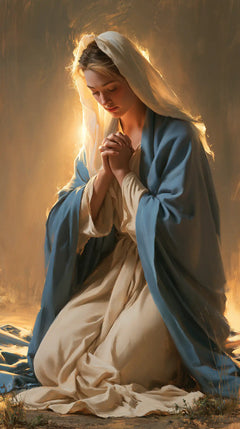 Virgin Mary in Prayer — Prayer within the Golden Outline