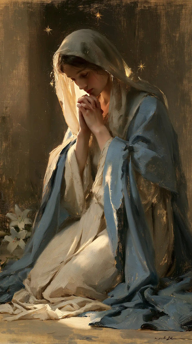 Virgin Mary in Prayer — Prayer beneath Quiet Stars