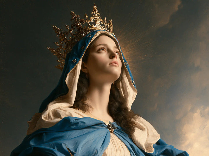 Mary, Queen of Heaven — The Royal Gaze Beneath the Ivory Veil