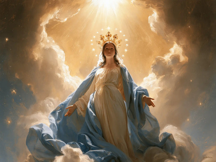 Mary, Queen of Heaven — The Lifted Mantle in the Sunlit Well