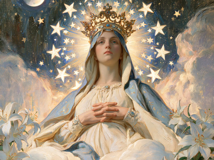 Mary, Queen of Heaven — Lilies Beneath the Crown of Constellations