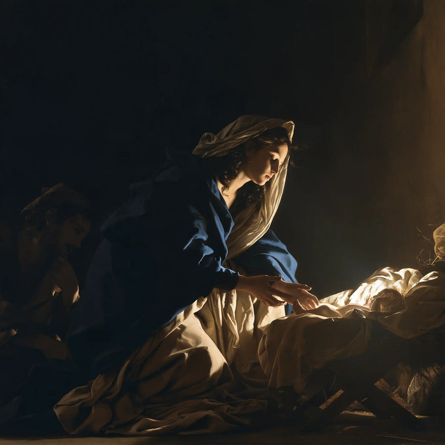 The Nativity - Caravaggio Tenebrism · Square n° 2
