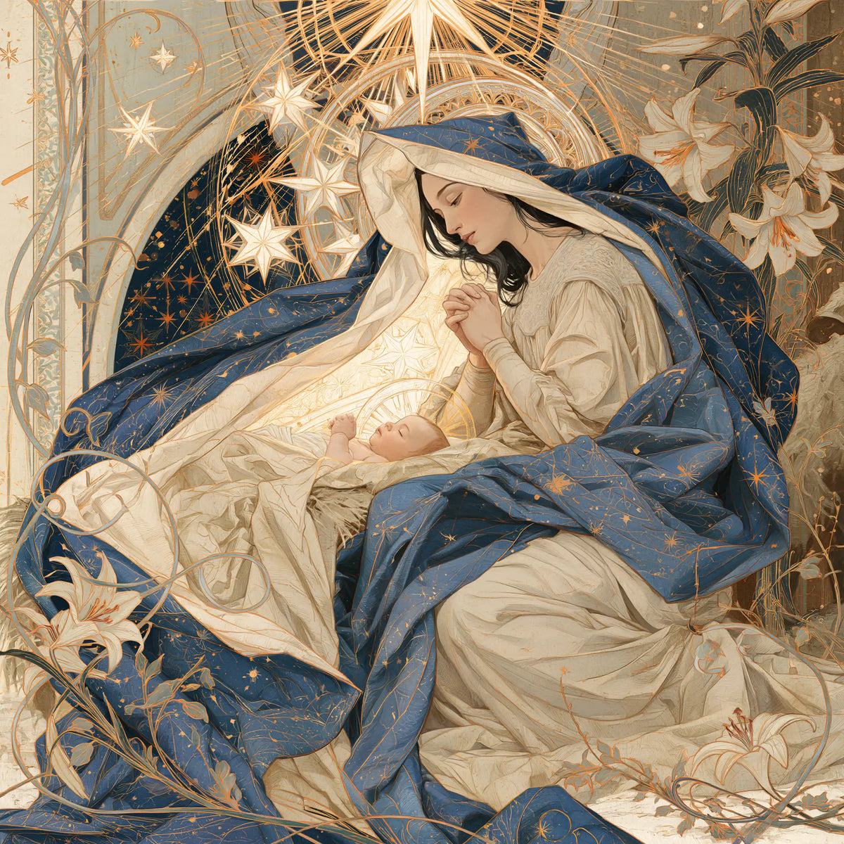 The Nativity — Prayer Wrapped in Blue Ribbons