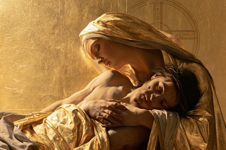 The Pietà — The Shroud with Sunlit Folds