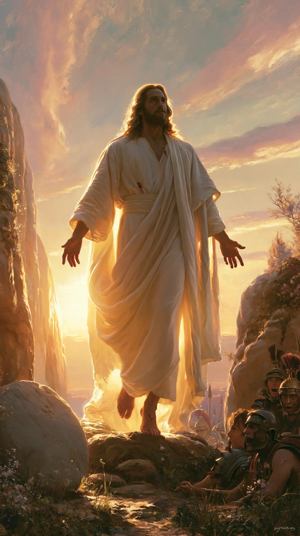 Resurrection of Jesus Christ in Divine Light style, portrait Christian artwork no. 11