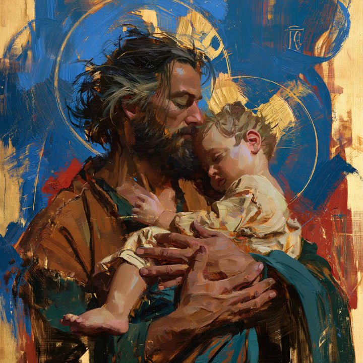 Saint Joseph with the Child Jesus – Expressionist · Square no. 3